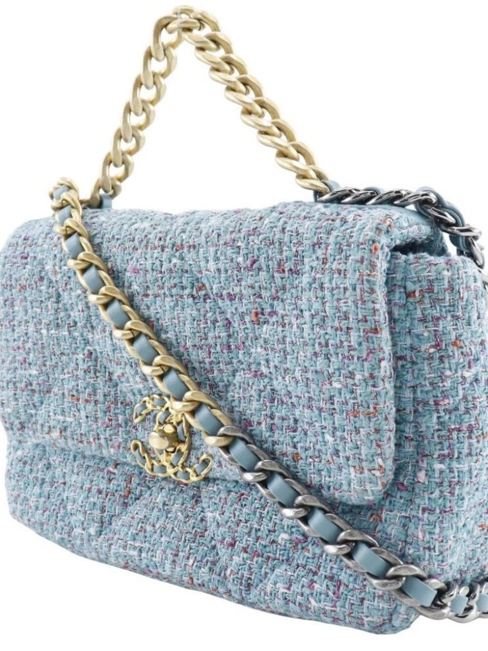 CHANEL ChainShoulder19 Shoulder Bag AS1160 Diznow 2WAYShoulder Blue tweed - Picture 3 of 12